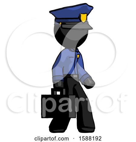 Black Police Man Walking with Briefcase to the Right by Leo Blanchette