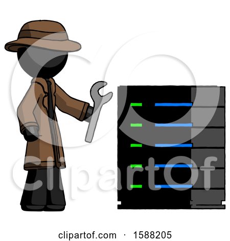 Black Detective Man Server Administrator Doing Repairs by Leo Blanchette