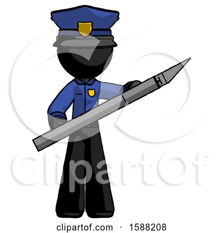 Black Police Man Holding Large Scalpel by Leo Blanchette