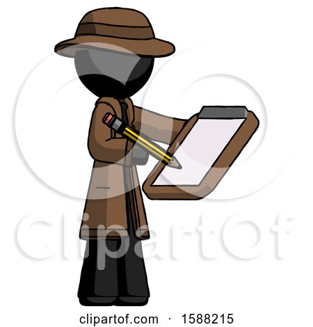 Black Detective Man Using Clipboard and Pencil by Leo Blanchette