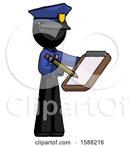 Black Police Man Using Clipboard and Pencil by Leo Blanchette