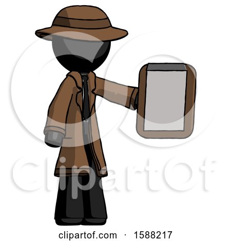 Black Detective Man Showing Clipboard to Viewer by Leo Blanchette