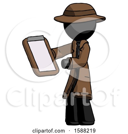 Black Detective Man Reviewing Stuff on Clipboard by Leo Blanchette