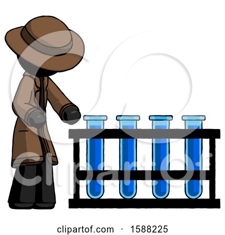 Black Detective Man Using Test Tubes or Vials on Rack by Leo Blanchette