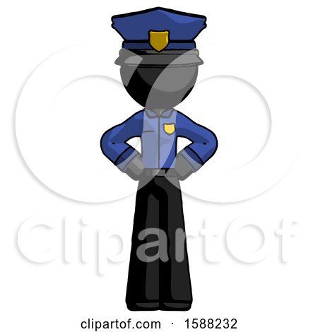 Black Police Man Hands on Hips by Leo Blanchette