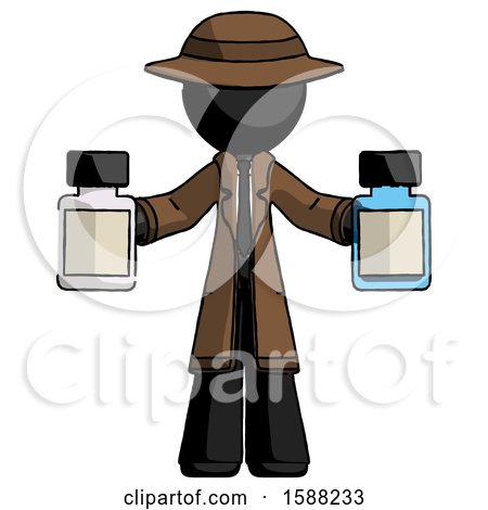Black Detective Man Holding Two Medicine Bottles by Leo Blanchette