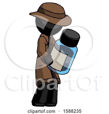 Black Detective Man Holding Glass Medicine Bottle by Leo Blanchette