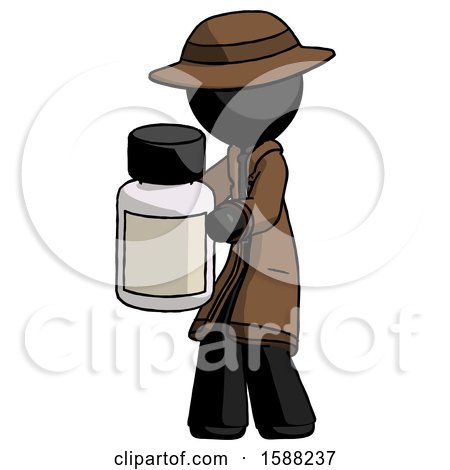 Black Detective Man Holding White Medicine Bottle by Leo Blanchette