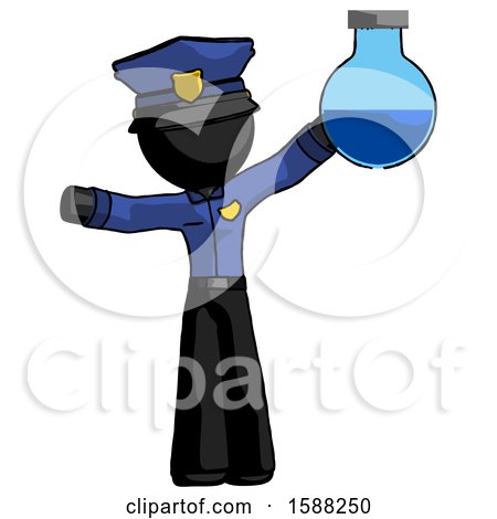 Black Police Man Holding Large Round Flask or Beaker by Leo Blanchette