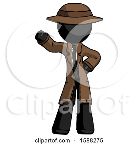 Black Detective Man Waving Right Arm with Hand on Hip by Leo Blanchette
