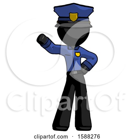 Black Police Man Waving Right Arm with Hand on Hip by Leo Blanchette