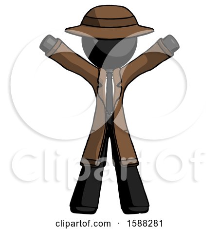 Black Detective Man Surprise Pose, Arms and Legs out by Leo Blanchette