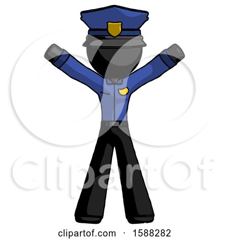 Black Police Man Surprise Pose, Arms and Legs out by Leo Blanchette