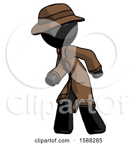 Black Detective Man Suspense Action Pose Facing Left by Leo Blanchette