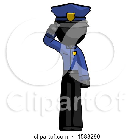 Black Police Man Soldier Salute Pose by Leo Blanchette