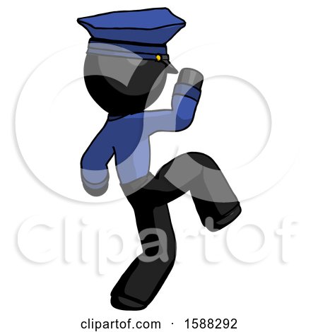 Black Police Man Kick Pose Start by Leo Blanchette