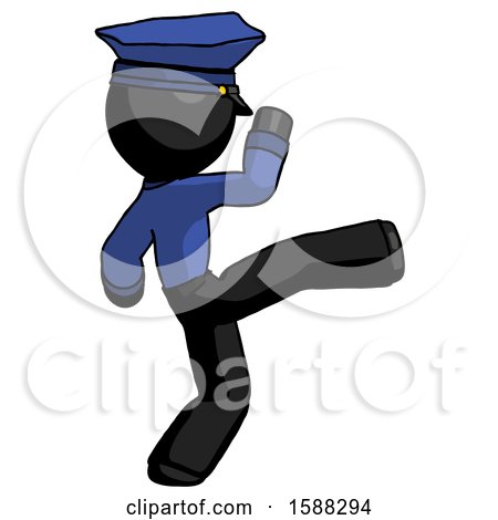 Black Police Man Kick Pose by Leo Blanchette