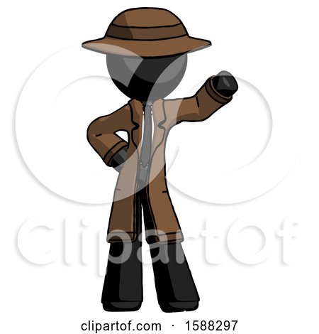 Black Detective Man Waving Left Arm with Hand on Hip by Leo Blanchette