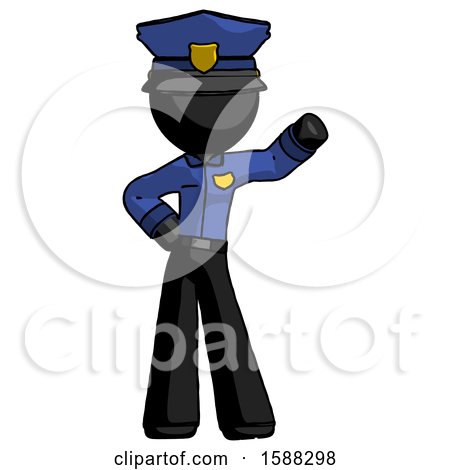 Black Police Man Waving Left Arm with Hand on Hip by Leo Blanchette