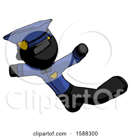 Black Police Man Skydiving or Falling to Death by Leo Blanchette