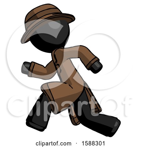 Black Detective Man Running Fast Left by Leo Blanchette