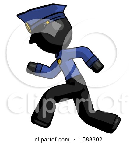 Black Police Man Running Fast Left by Leo Blanchette