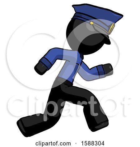 Black Police Man Running Fast Right by Leo Blanchette