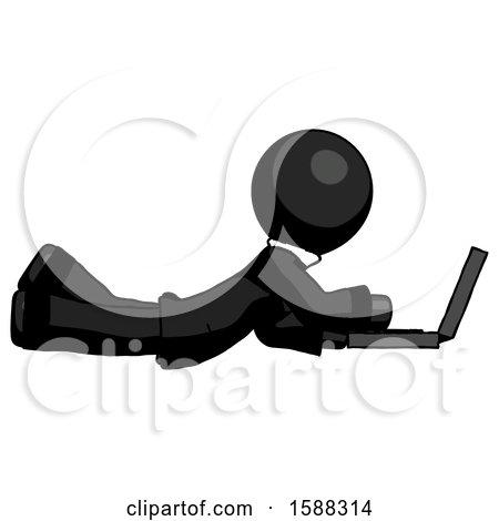Black Clergy Man Using Laptop Computer While Lying on Floor Side View by Leo Blanchette