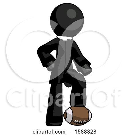 Black Clergy Man Standing with Foot on Football by Leo Blanchette