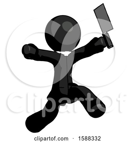 Black Clergy Man Psycho Running with Meat Cleaver by Leo Blanchette