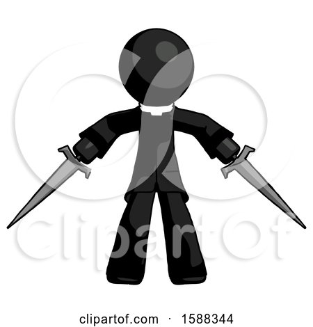 Black Clergy Man Two Sword Defense Pose by Leo Blanchette