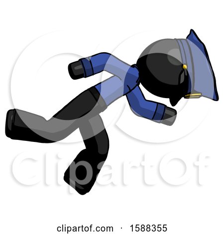 Black Police Man Running While Falling down by Leo Blanchette