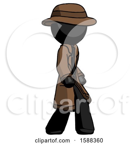 Black Detective Man Walking Turned Right Front View by Leo Blanchette