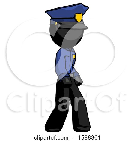 Black Police Man Walking Turned Right Front View by Leo Blanchette