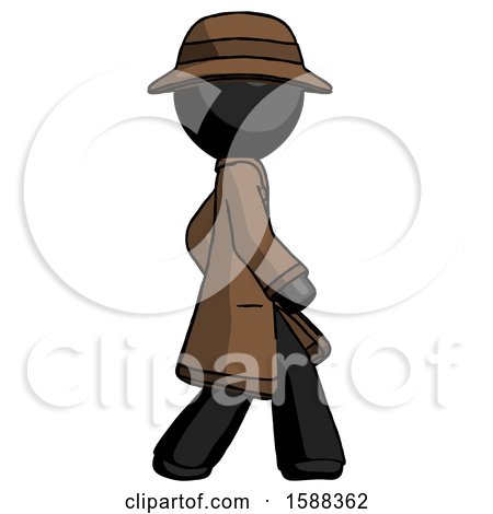 Black Detective Man Walking Right Side View by Leo Blanchette