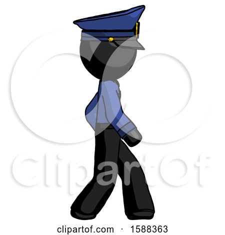 Black Police Man Walking Right Side View by Leo Blanchette