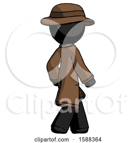 Black Detective Man Walking Away Direction Right View by Leo Blanchette