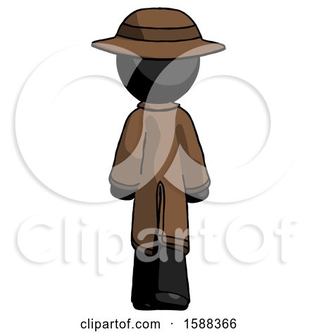 Black Detective Man Walking Away, Back View by Leo Blanchette