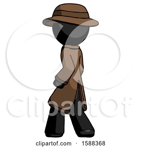 Black Detective Man Walking Away Direction Left View by Leo Blanchette