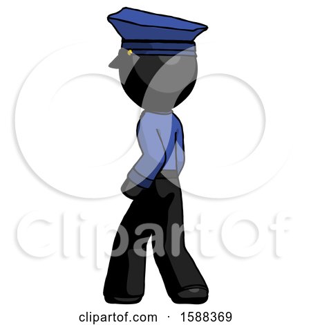 Black Police Man Walking Away Direction Left View by Leo Blanchette