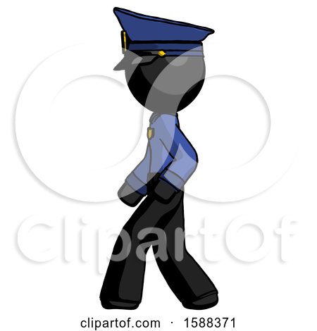 Black Police Man Walking Left Side View by Leo Blanchette