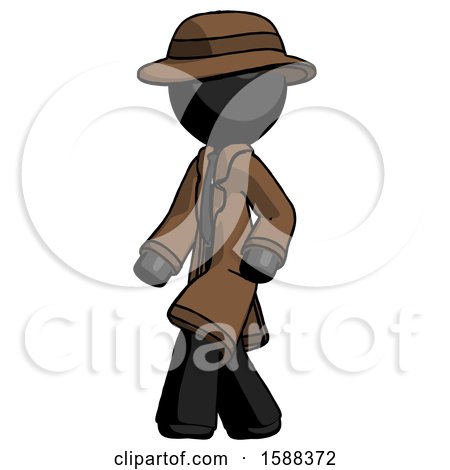 Black Detective Man Man Walking Turned Left Front View by Leo Blanchette