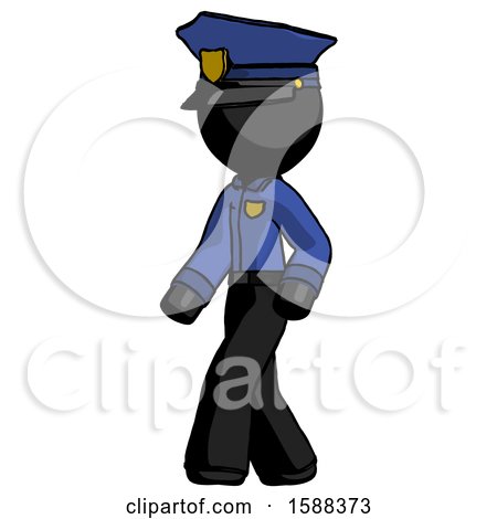 Black Police Man Man Walking Turned Left Front View by Leo Blanchette