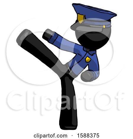 Black Police Man Ninja Kick Left by Leo Blanchette