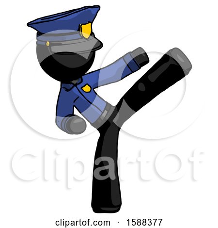 Black Police Man Ninja Kick Right by Leo Blanchette