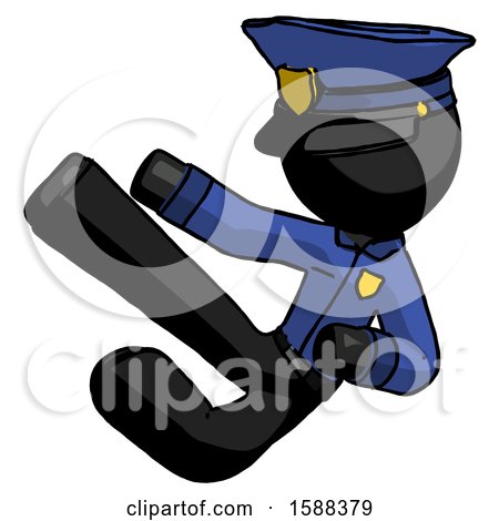Black Police Man Flying Ninja Kick Left by Leo Blanchette