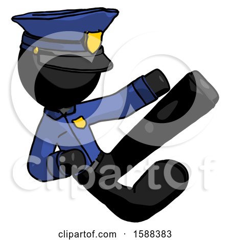 Black Police Man Flying Ninja Kick Right by Leo Blanchette