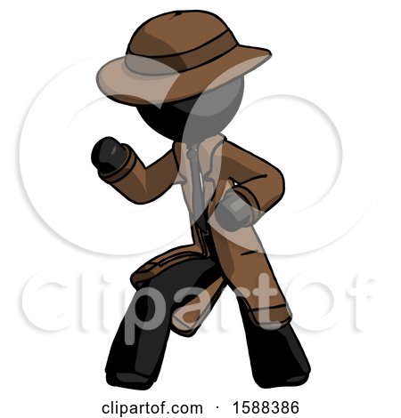 Black Detective Man Martial Arts Defense Pose Left by Leo Blanchette