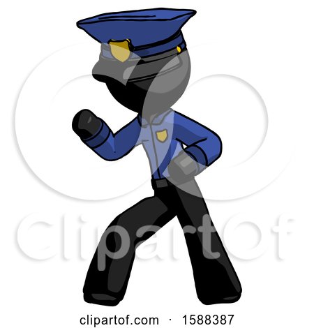 Black Police Man Martial Arts Defense Pose Left by Leo Blanchette