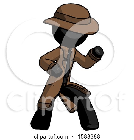 Black Detective Man Martial Arts Defense Pose Right by Leo Blanchette